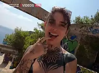 Sex on Paradise Ibiza Beach! Brazilian Latina Facial Cumshot Public Walk Alemaohub!