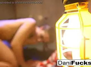 Sexy brunette Dani fingers her tight wet pussy solo play