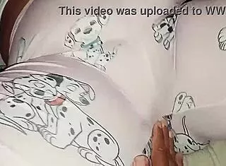 Stepbro sneaks in grabs step sis in pajamas fingers wet pussy till she squirts hard