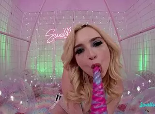 hot blonde teen's tiny shaved pussy stretched by huge cock pov