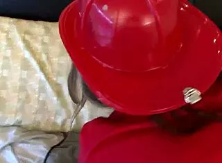 rebecca riley fireman uniform rides hard cock boobs bouncing