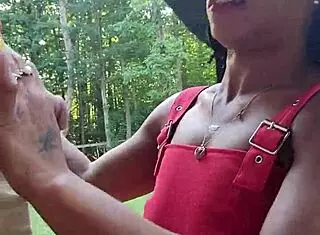 Master peeing on my saggy breasts in the yard, I wet my panties as a good ebony slave! 😊