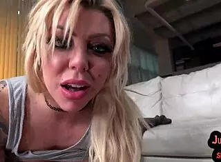 Suggestive anal session with bosomy tattooed POV MILF assfucked before ATM blowjob and dirty talk.