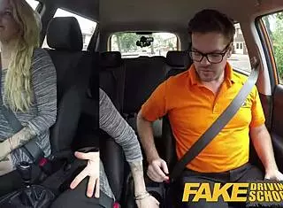 British Blonde Loula Lou Slurps Cumshot While Faking Driving