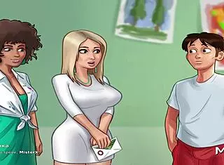 The art teacher says, 'I want that big cock now!' in episode 77