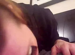 Amateur milf deepthroats and swallows cock in horny blowjob session.