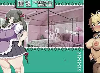 beating the female tanuki monster in hentai game