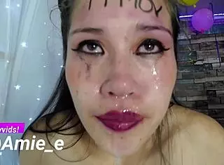 i'm gagging on this huge asian cock while deepthroating and swallowing spit