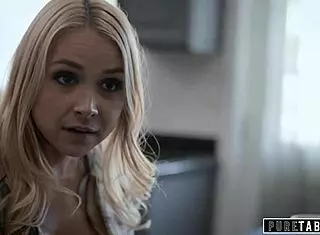 boyfriend convinces his girlfriend to seduce her blonde milf stepmom for a rough threesome with deepthroat blowjobs