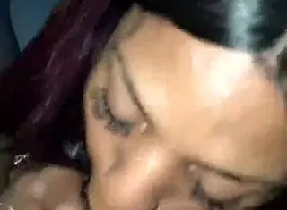 shemale performs blowjob on big black cock