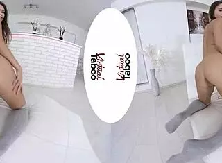 Kitty Rhapsody Experiences Intense Orgasm in Virtual Taboo Scene with Shaved Brunette from POV