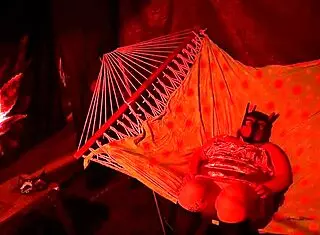 Amateur BBW fingering her wet pussy in a tent hammock