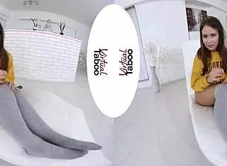 Kitty Rhapsody Experiences Intense Orgasm in Virtual Taboo Scene with Shaved Brunette from POV