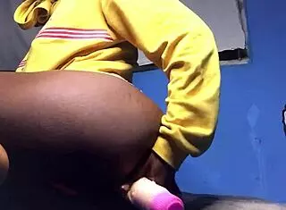 Playing anal and pussy with dildo while mum's out