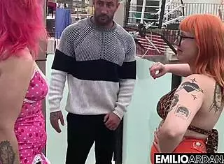 Hot Threesome Features Two Tasty Fat Women Sucking Monster Cock