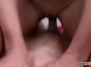 Brunette babe gets POV doggystyle and handjob from white guy in HD