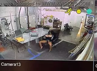 Big tit secretary caught masturbating