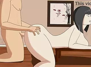 Hinata shows her doggystyle talent in this anime hentai scene.