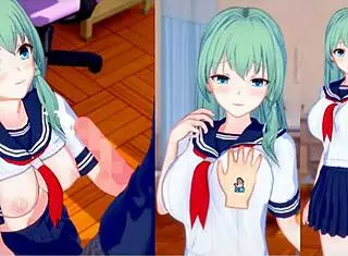 Do you like rubbing Sanae Kochiya's breasts in this hentai