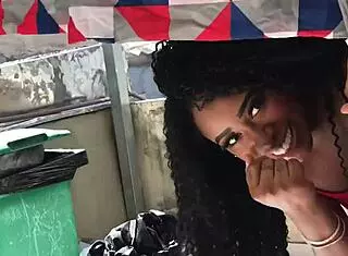 Amateur ebony teen engages in wild fucking in the laundry room under broad daylight