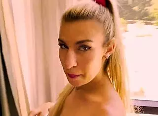 argentinian round ass babe sucks cock in hotel room with rough pov blowjob.