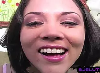 deepthroating latina babe in heels closeup sucks pov cock