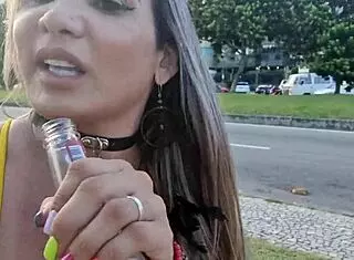 Latina Gags On Bodybuilder's Cock In Carnival Car