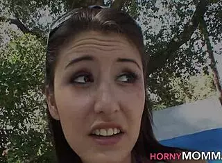 Old stepmom scissors with teen daughter on holiday