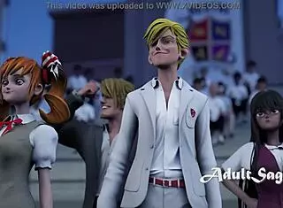 hentai characters compete in public anal fingering contest outdoors