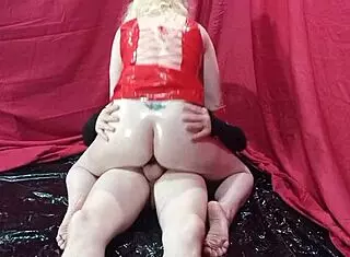 Oily blonde milf rides my cock with butt plug up ass?