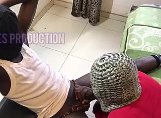 Ebony wife performs blowjob on monster cock and receives cumshot