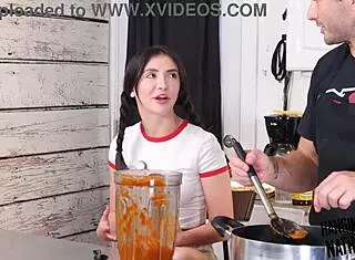 Jane Wilde Models In Kitchen During Casting Interview