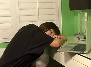 Can you believe this nerdy loser turned into a gothic seductress with huge tits?