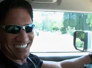 Blonde slut sucks big cock hard