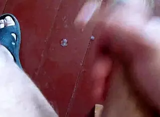 homemade handjob leads to cumshot on floor