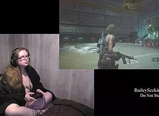 i's playing naked resident evil 3 part 10 with my natural tits out