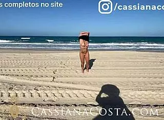 Latina Blonde Couple Rides Outdoors With Partner