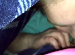 I am a desperate teen sneaking my boyfriend in to suck his dick under the covers while parents are next door, swallowing his cum