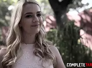 Blonde teen sucks cock before pussy plowing