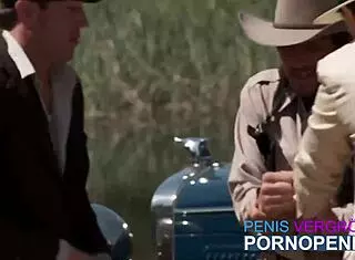 Marshal Tries Catching Gang Boss But Gets Bent Over and Fucked Outdoors with Deepthroat Riding and Cumshots