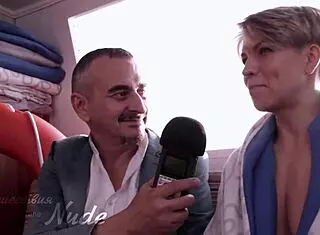 Model flashes nude in public outdoor