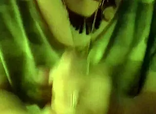 Two women perform double blowjob on monster cock