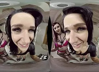 Intense threesome with redhead and curvy babe in lingerie