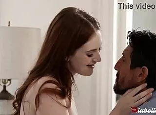 Maya Kendrick as stepdaughter masturbates and squirts in cowgirl blowjob scene 1