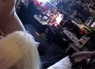 Sexy blonde amateur deep throats cock roughly