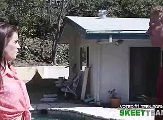 Beautiful redhead teen 18+ endures rough hardcore action intensely.