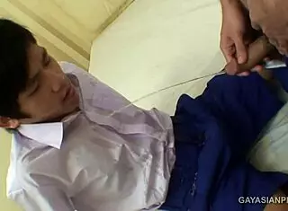 Asian twinks Gus and Golf indulge in pissing and fucking in shower