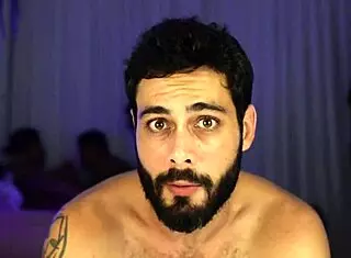 Seven hairy naked men in gay scene