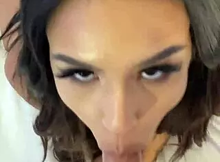 Huge-titted latina teen autumn falls bent over for pov doggystyle blowjob in lingerie