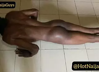 Nigerian Guy Enjoys Naked Fun at Home with Solo Play. His Homemade Massage Turns Wild with Cock Action.